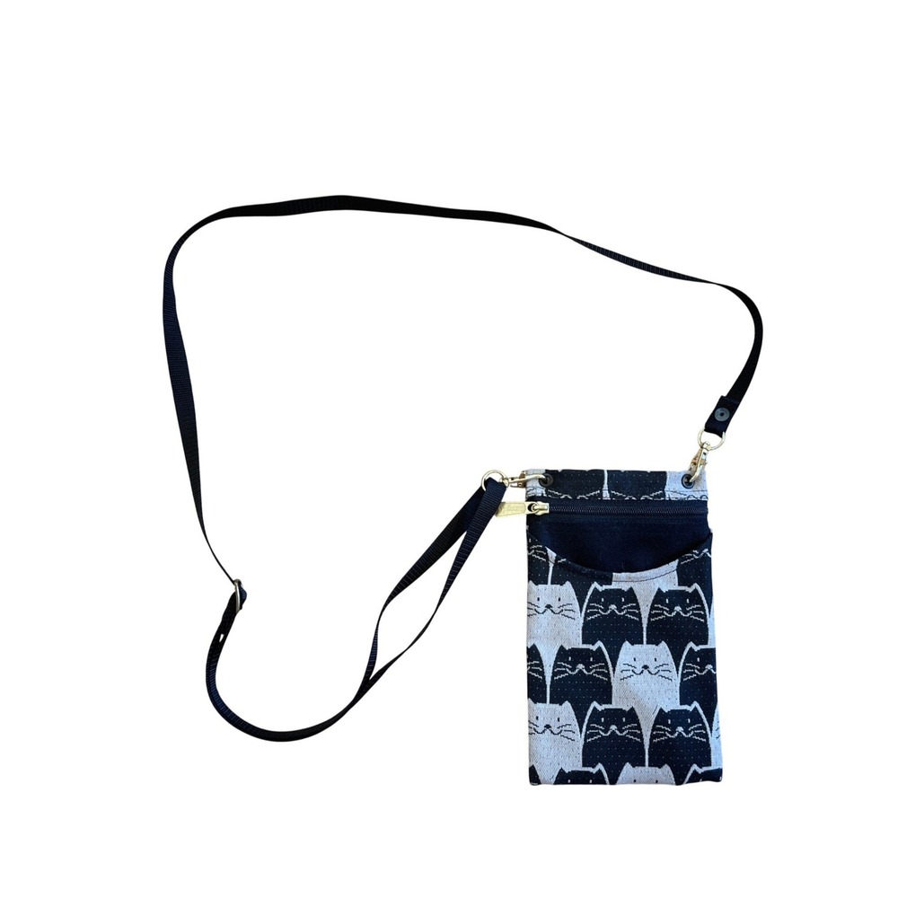 Danny K Tapestry Cat Crossbody Cell Phone Purse Black White Small Bag Travel